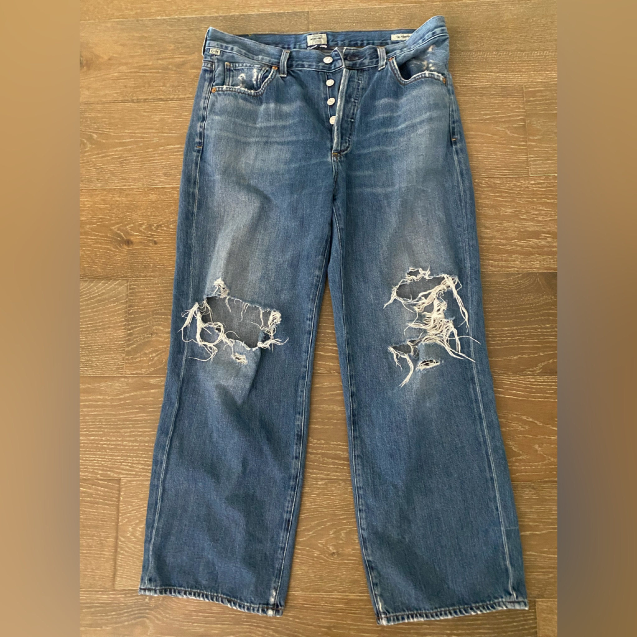 Anthropologie Citizens Of Humanity Lydia Wide Leg High Waist Blue Denim Jeans 29